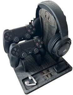 Personalized Gaming Controller Holder and Headphone Stand, Graduation Gift for Him, Gamer Room Decor, Headset Stand, Boyfriend Gift Teen Gift (Stone Colour, Personalised Top)