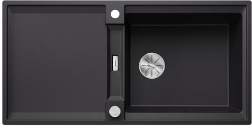 BLANCO ADIRA XL 6 S | Granitspüle aus SILGRANIT schwarz | [100x50x21,2 cm] | für 60 cm breite Unterschränke | Reinigungsfreundlich | Großes Becken | reversibel