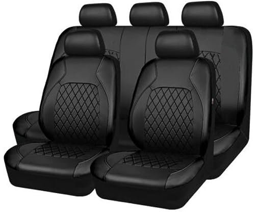 Maßgeschneidertes Auto Leder Sitzbezüge Sets für Seat Altea XL 2004-2016, Wasserdicht Leicht Zu Reinigen Atmungsaktive Rutschfester Autositzkissen Zubehör,A-Black