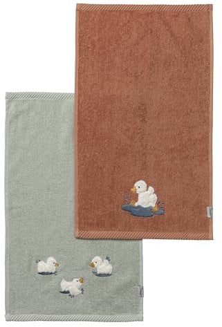 Sterntaler 2er Pack Kinderhandtücher aus uni Frottee und Applikation Ente Edda Lou,