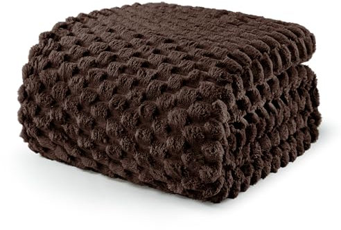 Exclusivo Mezcla Kuscheldecke Fleece Decke, Flauschige Sofadecke 150 x 200 cm, Jacquard-Überwurfdecke Wohndecke Tagesdecke, Warm und Leicht für Ganzjahreszeit, Braun