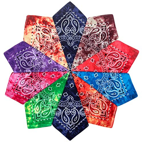 Bandana Kopftuch Unisex, Halstuch für Damen Herren,Bandana kopftuch mit Mischfarben 10/12/14 Pack Armtuch,Haar,Pet Hals Vierecktuch