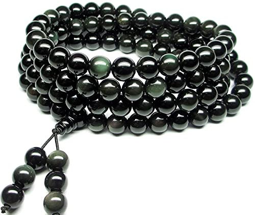 ONDIAN Naturstein Schwarz Regenbogen Obsidian Armband Mann Frauen 108 Perlen Stretch Armbänder 6 Mm Mode Rosenkranz Für Liebhaber-Frauen 6 Mm
