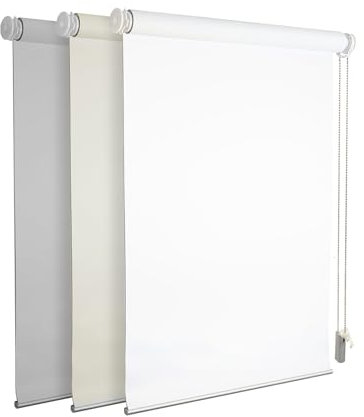 No Drill No Tools 100% Blackout Roller Shade | UV Protection | Easy-Care Fabric | Roller Blind for Windows & Doors | Pull Down Window Shade - White (25.5 W x 75 H)