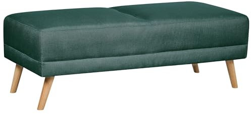 Beliani Ottomane Stoffbezug grün gesteppt rechteckig mit hohen Holzbeinen Skandi Florli