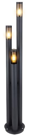 GLOBO Außenlampe Standleuchte Wegeleuchten Außen Edelstahl Gartenleuchte Groß für draußen, anthrazit rauch, 3 Flammig E27, DxH 28x170 cm