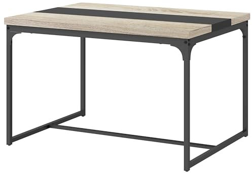 HOMCOM Esstisch, Esszimmertisch mit Tischplatte, Küchentisch für 6 Personen, industrieller Stil, aus schwarzem Metall und Holz, Maße: 120 x 89 x 75,5 cm (L x B x H)