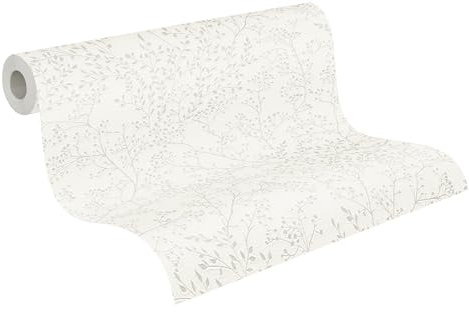 TADESSI Papier peint Enrico Arbres Feuilles M1-No.11037 | Toison | Blanc 10,05 m x 0,53 m