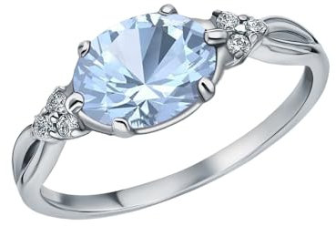 Althum 2Ct Erstellt Blauen Aquamarin Ring 925 Sterling Silber Oval Cut Aquamarin mit Moissanite Aussage Versprechen Ring März Geburtsstein Jahrestag Ring für Frauen Geschenke