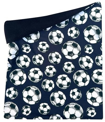 Wollhuhn Kinder Long Loop MAXI WINTER Halswärmer/Schlupf-Schal Extra Lang Jungen/Mädchen Viele Motive 20240201 (LL, Fleecefutter) (Fußball Dunkelblau)