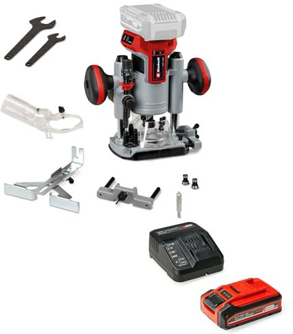 Einhell Professional Akku-Oberfräse TP-RO 18 Li BL Power X-Change (18 V, Hubhöhe 35 mm, Brushless, inkl. Parallelanschlag, 4,0 Ah PLUS Akku & Ladegerät)