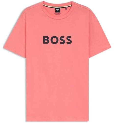 BOSS Mens Print T-Shirt Short Sleeve Lifestyle Cotton Bright Pink 671 M