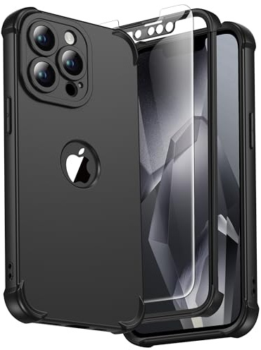 ORETECH for iPhone 13 Pro Case, Shockproof Slim, Screen Protector, Black | 15ft Military Grade Drop, Camera Lens Guard, 360 Silicone Rubber Bumper