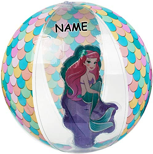 Strandball/Ball aufblasbar - Princess - Prinzessin - Arielle - inkl. Name - Ø 43 cm - transparent & durchsichtig - Wasserball - aufblasbarer großer Ball/B..