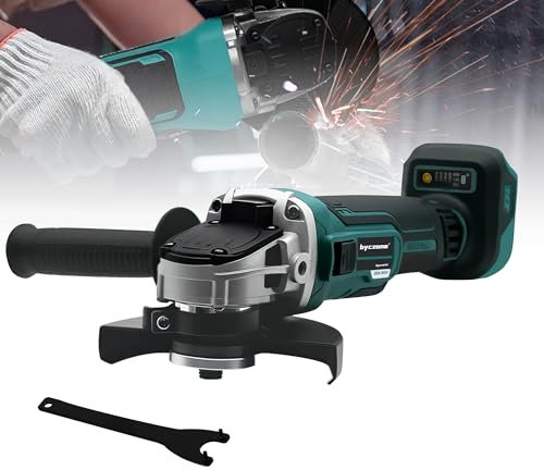 Battery Angle Grinder for Makita 18 V, 7500 RPM Compact Professional Grinder with 4 Variable Speeds, 125 mm Grinding Angle Grinder for Polishing, Grinding and Separating (Without Battery)
