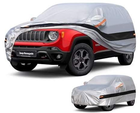 Holthly Autoabdeckung SUV Passend für Jeep Renegade(2014-2025) 10 Schichten Vollgarage Auto Abdeckplane 100% Wasserdicht Autoplane Outdoor Autogarage Wasser und Staubschutz,Wind,Regen und UV Schutz.