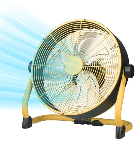 HINEIBER 12 Inch High Velocity Fan, 3 Speeds Heavy Duty Industrial Floor Fans, Portable Fan with 360° Adjustable Tilting for Indoor Use