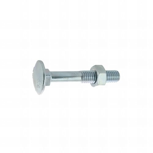 200 Boulons tête ronde collet carré DIN603/555 acier zingués blanc diamètre 7,0 mm - Longueur 45 mm