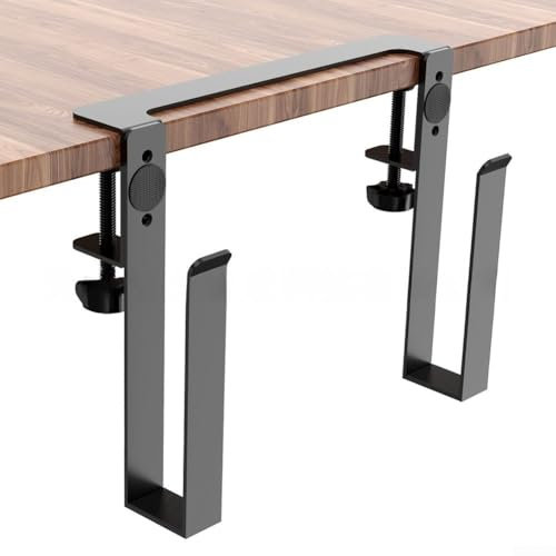 Zilimontt Adjustable Laptop Stand For Desks - No Drilling Required - Aluminum Alloy Desk Side Storage - For Tablets Keyboards - Extender Holder Rack (black-1)
