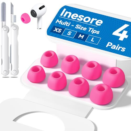 4-Pair Replacement Ear Tips for AirPods Pro 2nd/1st Generation with Portable Storage Box,Noise Reduction Holewith & Built-in dust Guard Screen,Silicone Ear Tips for Apple AirPods Pro (Rose red)