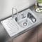 Melanstar Fregadero de cocina de acero inoxidable, 76 x 43 cm, con 1 fregadero y escurridor, empotrable, con set de desagüe