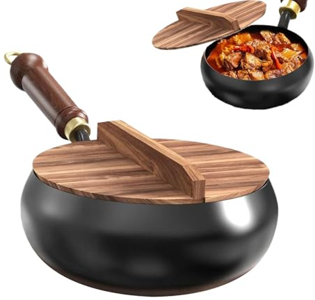 Générique Set De Casseroles Antiadhésives | Poêle en Fonte avec Fond Plat,Poêle À Sauter Fond Plat avec Couvercle, Ustensiles de Cuisine Compatibles Feux, Plaques Électriques et BBQ