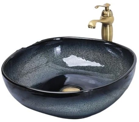 Durevole Lavandino da bagno in ceramica for piccoli balconi, appartamento, lavabo da appoggio Facile da pulire