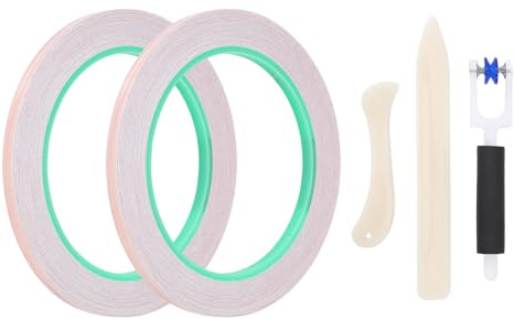 Tomotato Nastro in Rame Autoadesivo 5mm per Vetrate Artistiche con Raschietti, 2 Rotoli da 50m, Adesivo per Superfici Irregolari, Ideale per Progetti DIY e Lavorazione Vetri Colora
