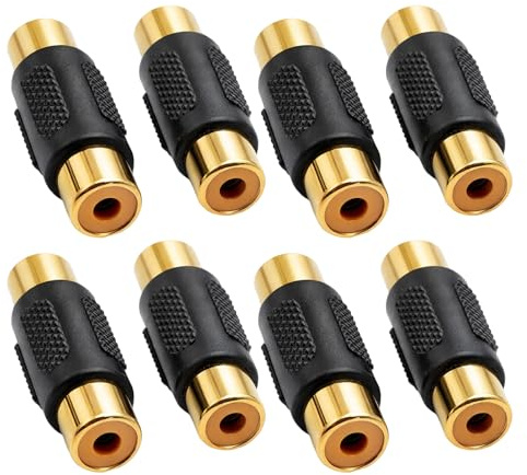 Yupaluz 8 Pcs Rca Female To Female Coupler,Phono Coupler,Rca Coupler Socket To Socket Adapte,Anti-Interference & Lossless Signal,For Amplifier, Camera Speaker, Tv & Av Equipment