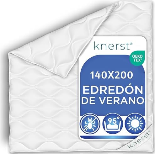 KNERST Sommerdecke 140x200, leichte Steppdecke, kühlend, Made in EU | Leichte Sommerdecke, dünne Bettdecke, atmungsaktiv, kühlend, waschbar, allergikergeeignet, Steppdecke, OEKO-TEX
