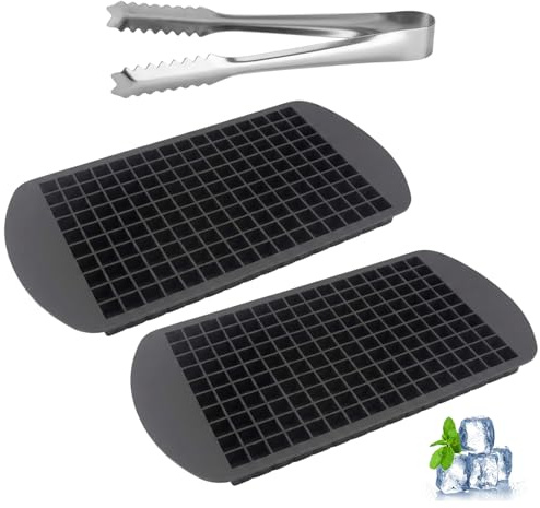 2 Pcs Small Ice Cube Trays,Mini Ice Cube Trays with Silicone Material, Perfect for Food, Cocktails and Dorm Freezers,Compact Design 24x12cm (Black)