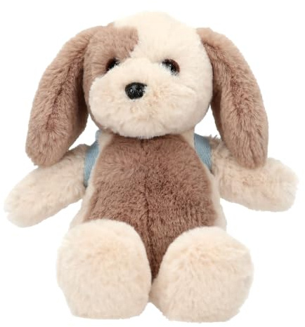 Depesche 14050 Princess Mimi - Kuscheltier Hund Milo in Braun und Creme, mit blauem Rucksack und Knochen-Anhänger, kuschliger Plüschhund mit Schlappohren, ca. 26 x 15 x 11 cm groß