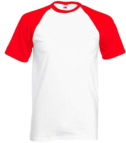 Fruit of the Loom - Kontrast T-Shirt 'Baseball T' Farbe White/Red Größe X-Large