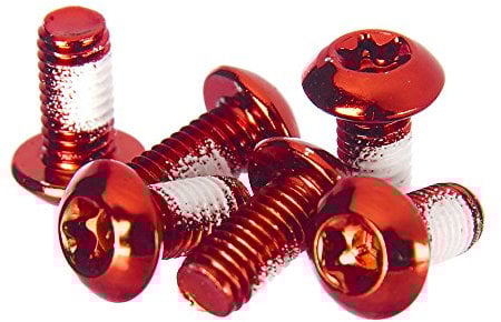 Clarks Red Rotor Bolts - Pack of 6 Universal Torx Head Alloy Steel Disc Brake Rotor Bolts for Mountain Bikes (MTB), Hybrid and Road Bikes