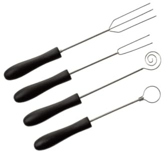 Lot de 4 broches à tremper le chocolat - Fourchettes à chocolat - inox - manche plastique