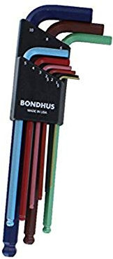 Bondhus - Starrett 76369499 - Pack de 9 llaves macho acodadas, codificadas por colores