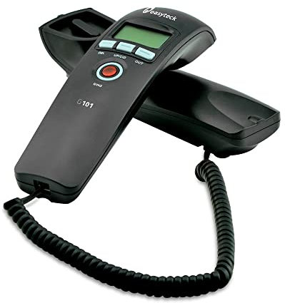 Easyteck Telefono Fisso G101 - Telefono - Telefono a filo compatto - Telefono con Tasti Grandi - Telefono Analogico da Tavolo e Parete, con cavo (Nero)
