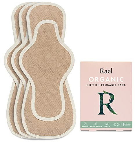 Hesta Organic Cotton PMS Relief wiederverwendbare Tuch Menstruation Sanitär 3 Pads (Flügel/braun, Jumbo (über Nacht)
