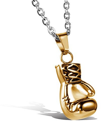 OIDEA Men's Stainless Steel Necklace with Boxing Glove Pendant, Choice of Colours, Stainless Steel, Gold