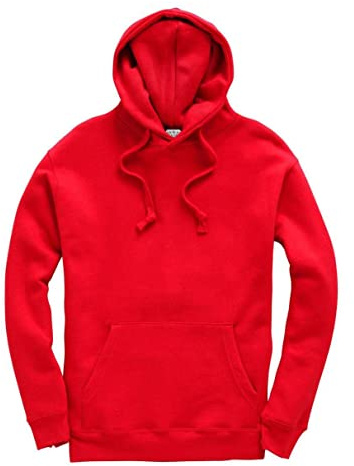 Mellor Design Plain Pullover Hoodie Hooded Top Unisex Mens Ladies Hooded Sweatshirts Red, XXL