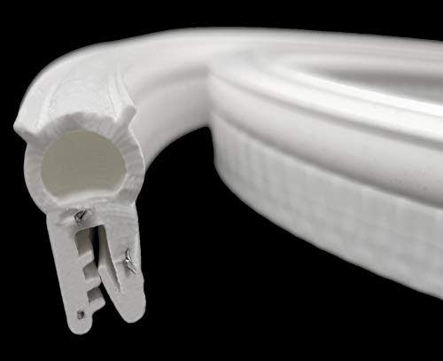 SMI-Dichtungsprofil DO21 für 1-4mm Silikon mit Drahteinlage Weiß selbstklemmend ohne Kleber - Kantenschutz mit Dichtung oben, Kantenschutzdichtprofil für Auto, Kofferraum (5 m)