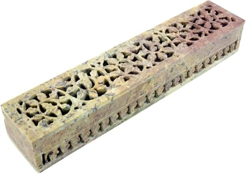 GURU SHOP Speckstein Räucherstäbchenhalter - Räucherbox Ranke, 4x5x26 cm
