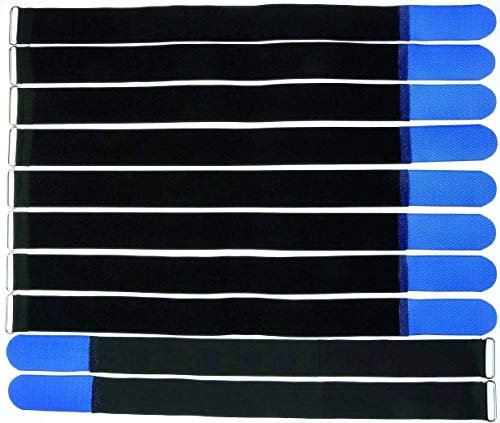 10x 80 cm x 50 mm wiederverschließbare Klett-Kabelbinder BLAU mit Metall-Öse - Kabel-Klettband 800 mm wiederverwendbar