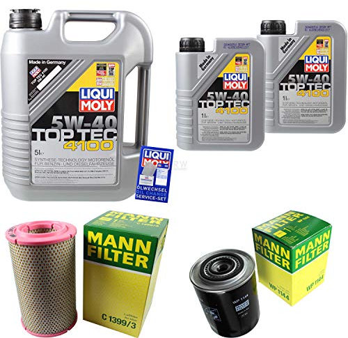 Filter Set Inspektionspaket 7 Liter Motoröl Top Tec 4100 5W-40 MANN-FILTER Luftfilter Ölfilter