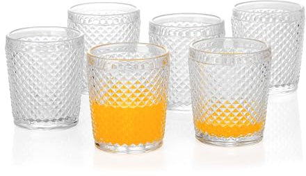 G Chroma Collection Trinkgläser Set von 6 Stück, 270 ml, transparent, für Soda, Saft, Cola, Bier, Wasser, Getränke, Eistee, doppeltes altmodisches Glas, perfekt für Dinnerpartys, Bars, Restaurants