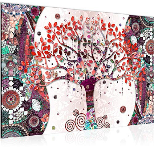 Runa Art Tableau mural Gustav Klimt Arbre De Vie Moderne Tableau Decoracion Murale - Abstrait Arbre Coloré Salle 004615c