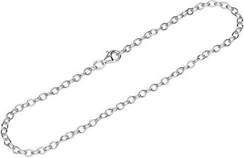NKlaus Halskette 3,0mm breite Ankerkette rund 925 Silber Collier Damen Silberkette