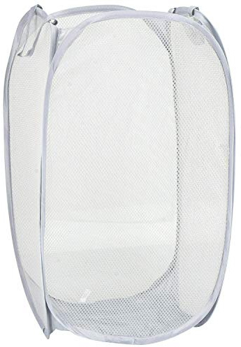 LEENSY Laundry Baskets Foldable Pop Up Mesh Washing Laundry Basket Bag Bin Hamper Toy Tidy Storage Organiser (White)