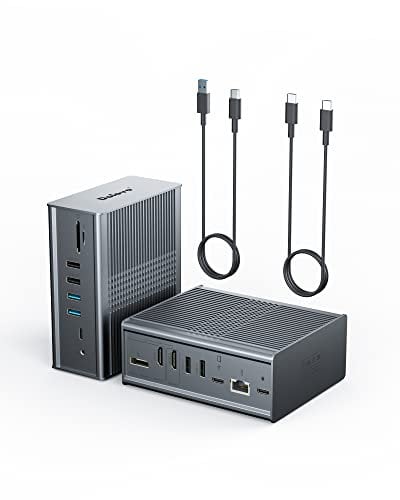USB C Dockingstation USB 3.0 Universal Docking Station 5K Videoausgänge mit DisplayPort und 4K HDMI,6 USB-Ports, DP, SD/TF, Gigabit Ethernet und 2 in 1 Audio für Laptop Windows und Mac