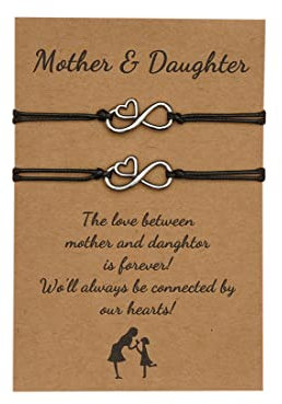 Zeayebsr 2 Stücke Mutter Tochter Armband Set Herz Armbänder Schmuck Geburtstagsgeschenke Handgemachte Verstellbare Armbänder Wish Schmuck Geschenk für Mutter Tochter